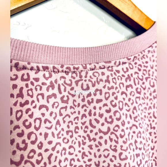 Mondetta Leopard Pullover Printed Sweatshirt Lightweight Top Lilac Pink SML NWT - Picture 10 of 16